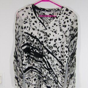 Tantrums Black & White Top Women's Size L Beaded